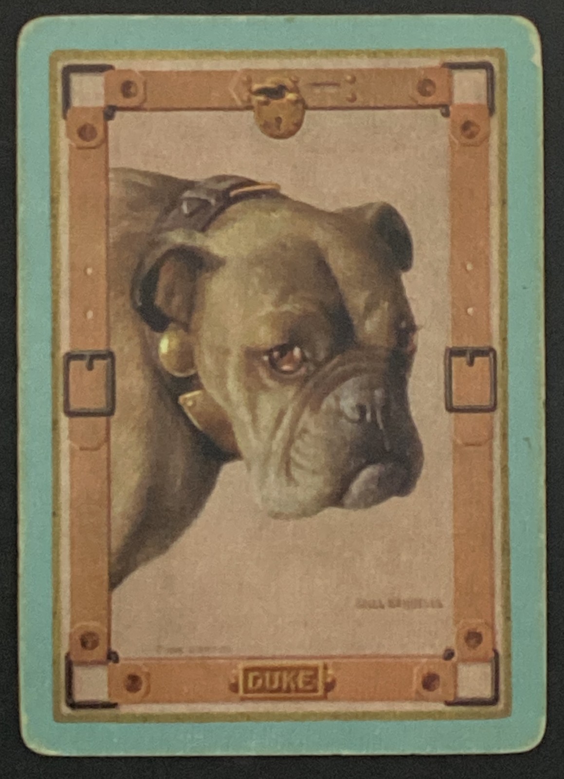 Dog Bulldog Named Duke Antique Vintage Single Swap Wide Playing Card