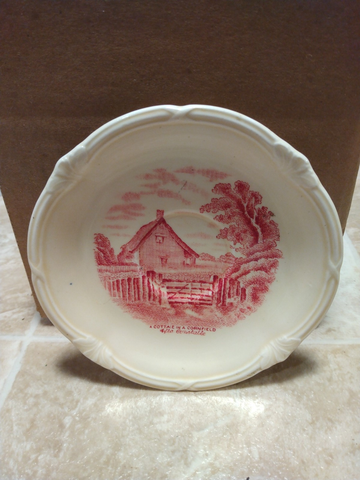 Grindley England Pottery 5-in Teacup Saucer Pink Cottage In A Cornfield