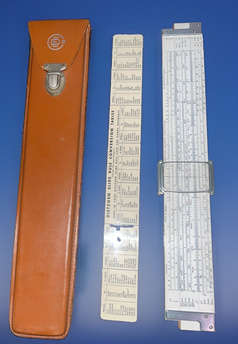 VTG Dietzgen Slide Rule N1725 w/Leather Case +Slide Rule Conversion Tables VGC VTG Dietzgen Slide Rule N1725 w/Leather Case +Slide Rule Conversion Tables VGC