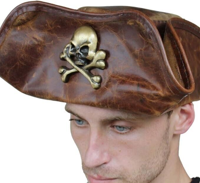Jolly Roger Antique Pirate Hat Brass Stud | Emblem Decoration for Tricorn Hats