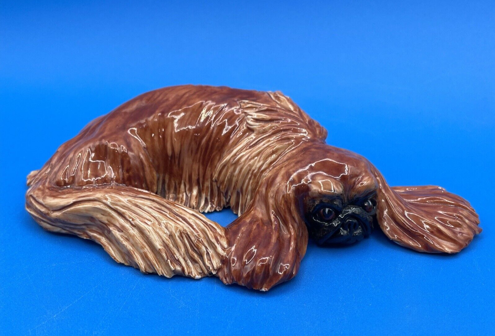 EVE PEARCE, ENGLAND, HAND MADE PORCELAIN PEKINGESE DOG FIGURINE ONE OF A KIND
