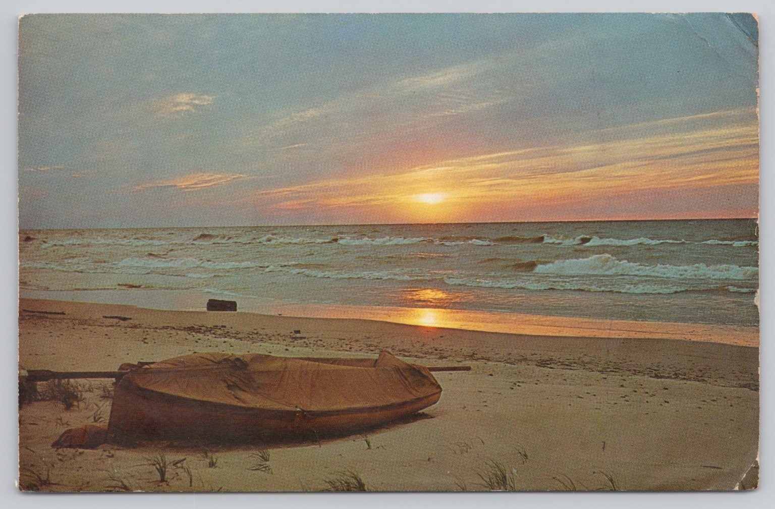 Vintage Indiana Dunes State Park Postcard Sunset on Lake Michigan