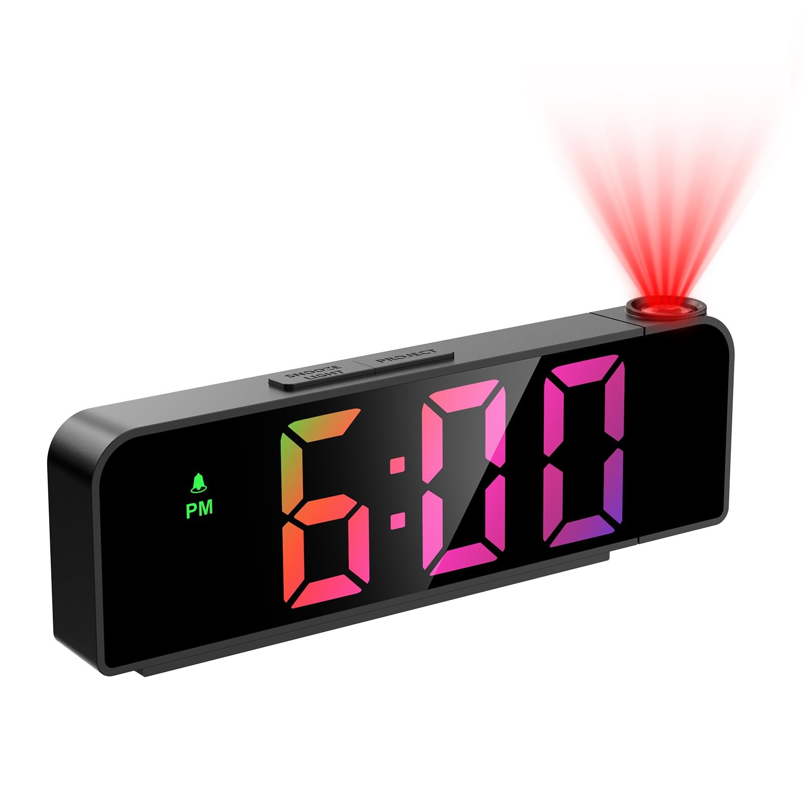 JXTZ Projection Alarm Clock, Clocks with Large, Black-colorful