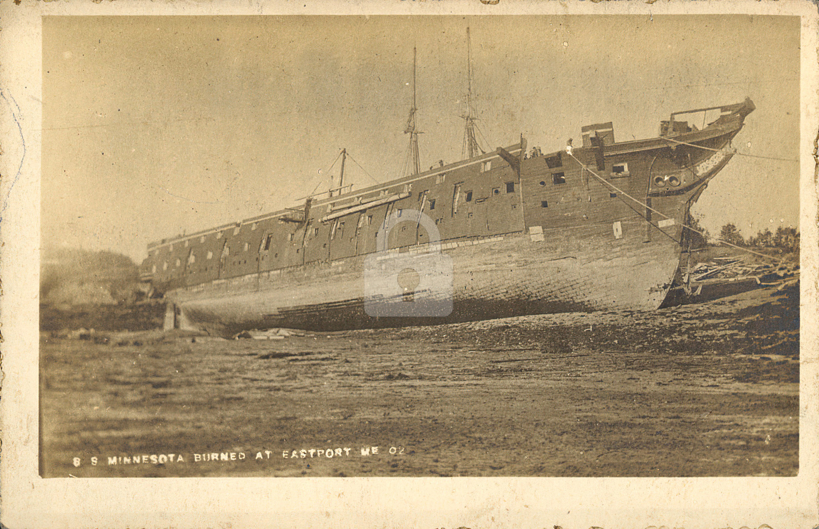 S.S. Minnesota burned at Eastport, Me. 1903 RPPC Photo Postcard Copy