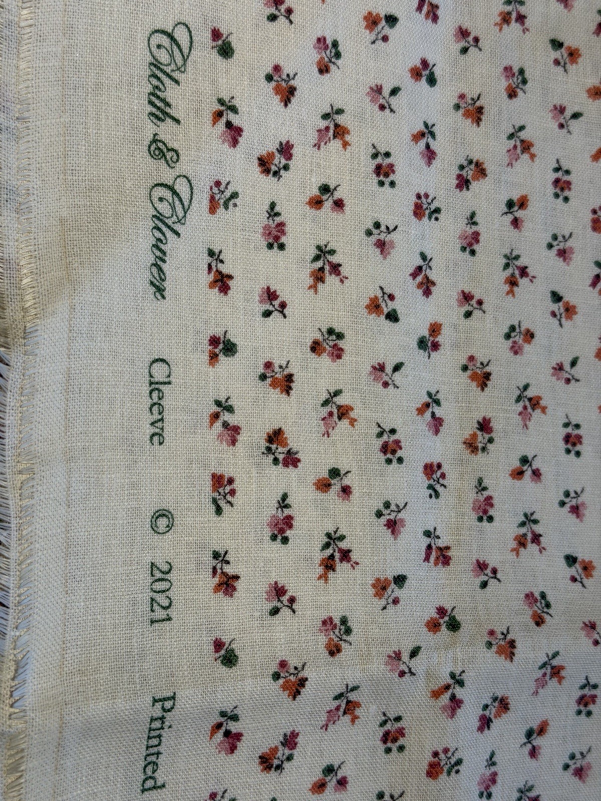 Cloth & Clover Cleeve Bright Linen Fabric 3 1/2 Yards Printed England