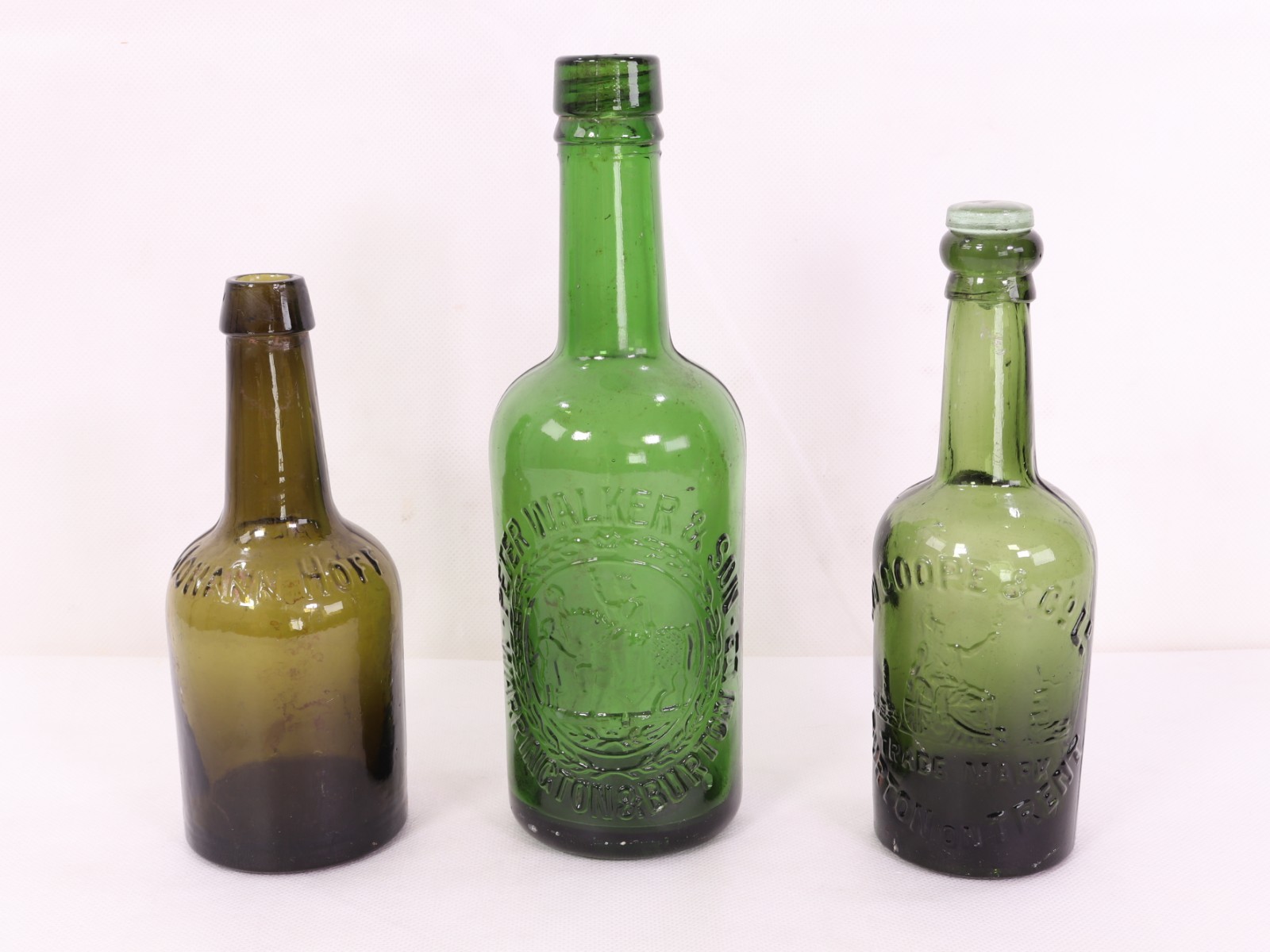 3 x Vintage Green Glass Beer or Lemonade Bottles. #GB3