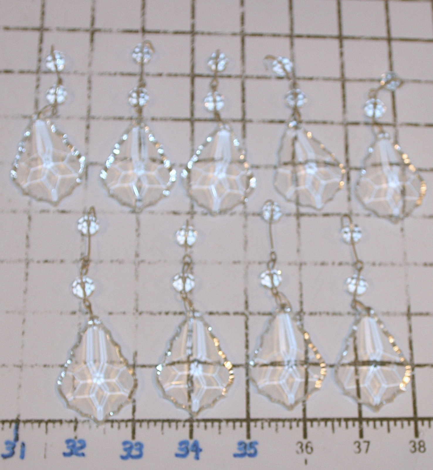 9 vtg Crystal PENDALOGUE Clear Chandelier Prisms -3 beads 9 vtg Crystal PENDALOGUE Clear Chandelier Prisms -3 beads