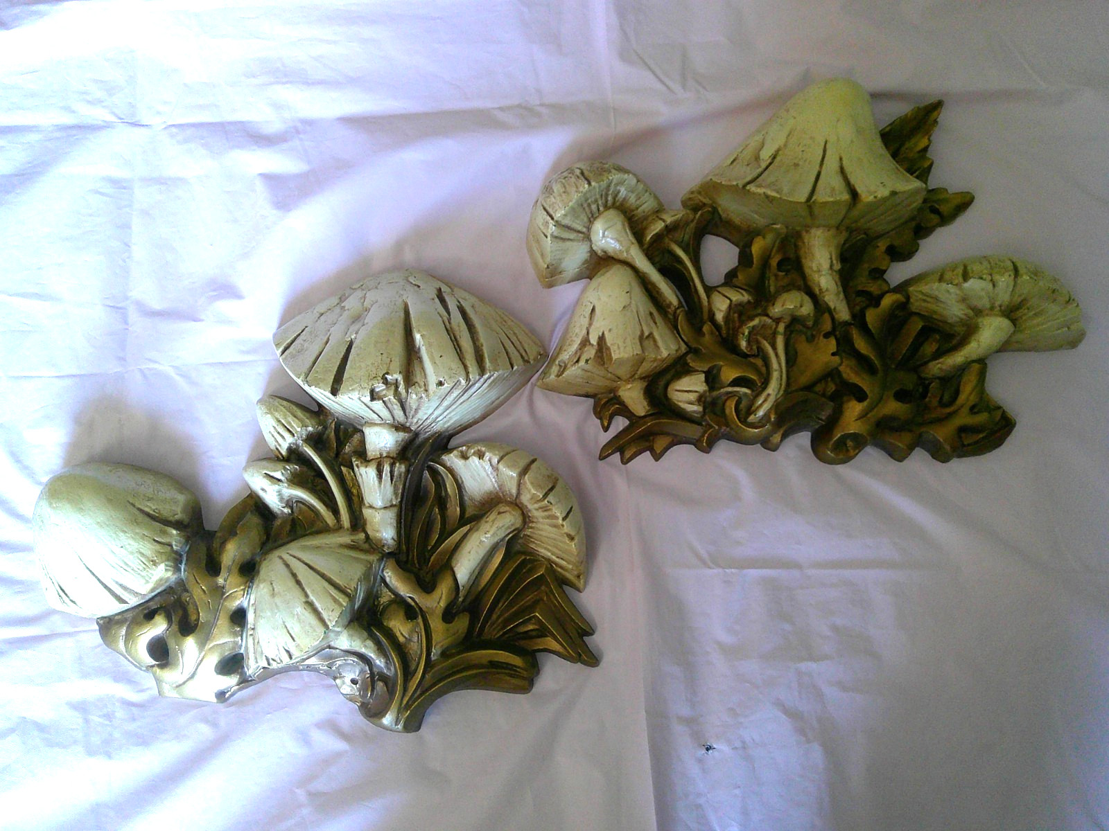 PAIR Vtg MCM 70\'s SYROCO 3 Dimensional Wild MUSHROOM Wall Plaques Excellent Cond