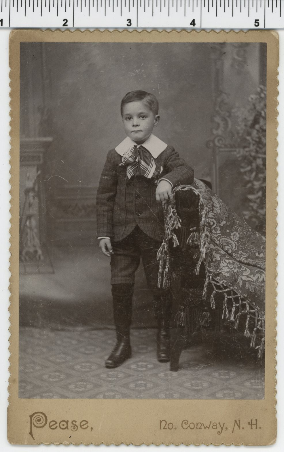 Vintage 1900s CABINET CARD photo / North CONWAY NH BOY - Little Gentleman\'s Suit