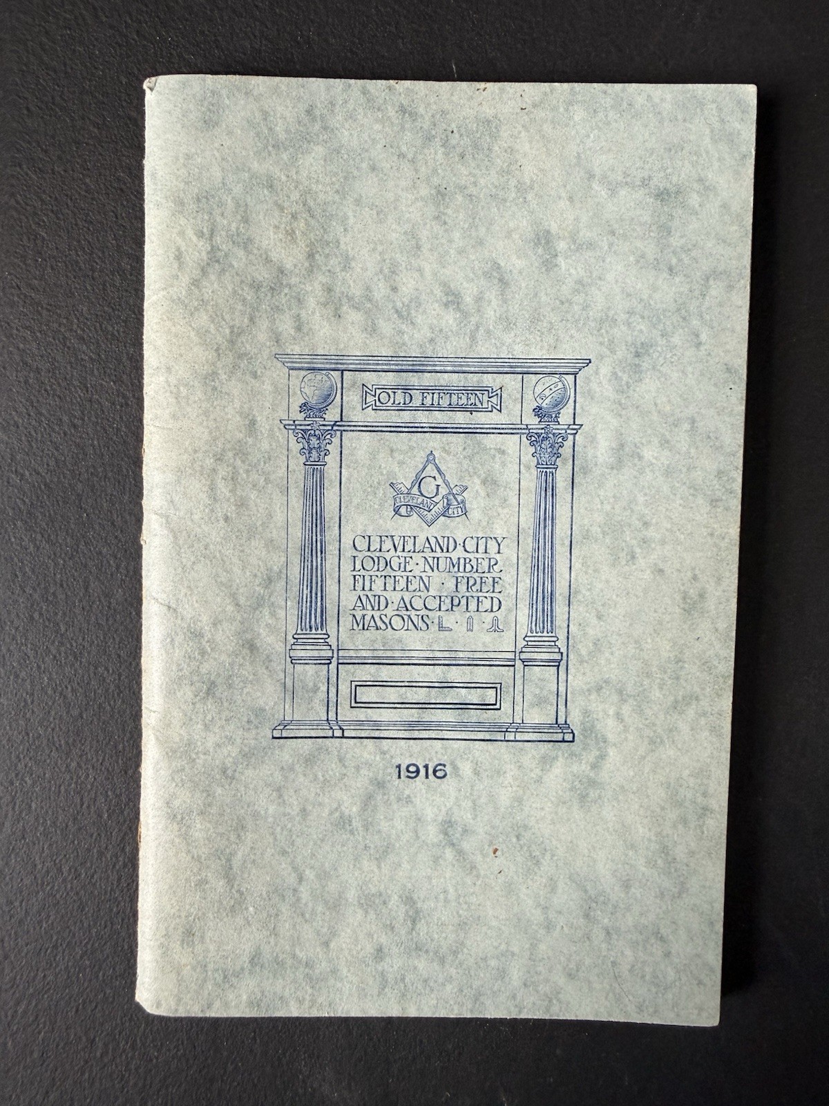 Antique 1916 Free Mason Cleveland City Lodge Book