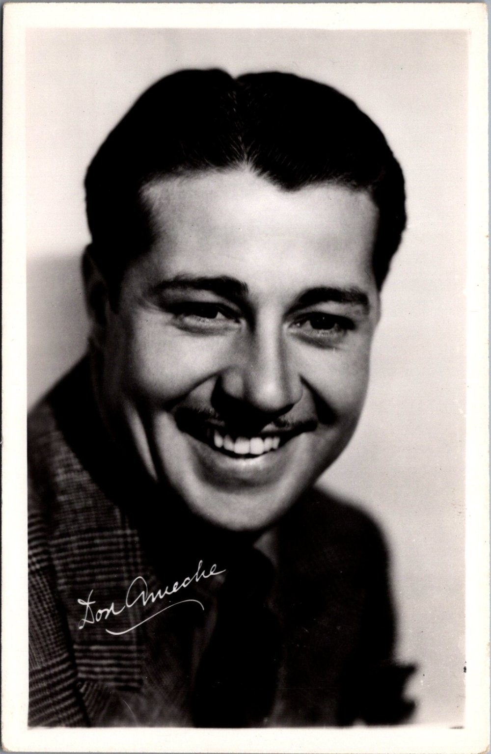 Don Ameche Autographed Signed Vintage Real Photo Postcard RPPC Actor Hollywood