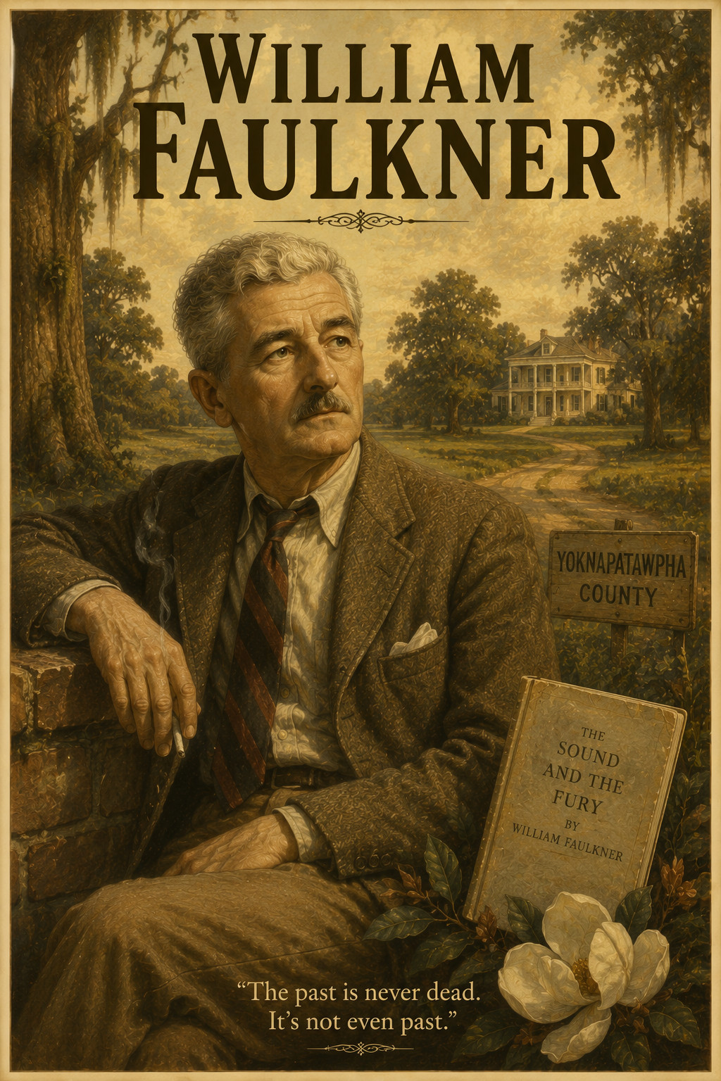 WILLIAM FAULKNER *2X3 FRIDGE MAGNET* AUTHOR STORIES THE SOUND AND FURY NOVELIST