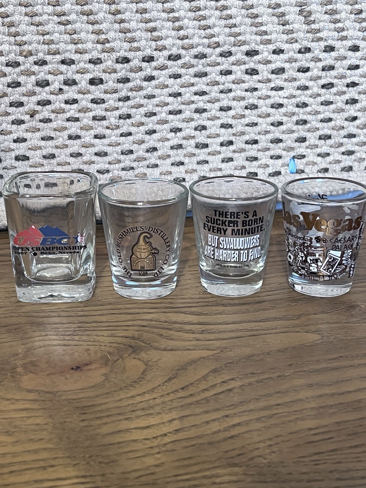 Shot Glasses 4 Vtg, Flask, Shaker, Jigger, Whiskey Glass Asst Barware Novelt Shot Glasses 4 Vtg, Flask, Shaker, Jigger, Whiskey Glass Asst Barware Novelt