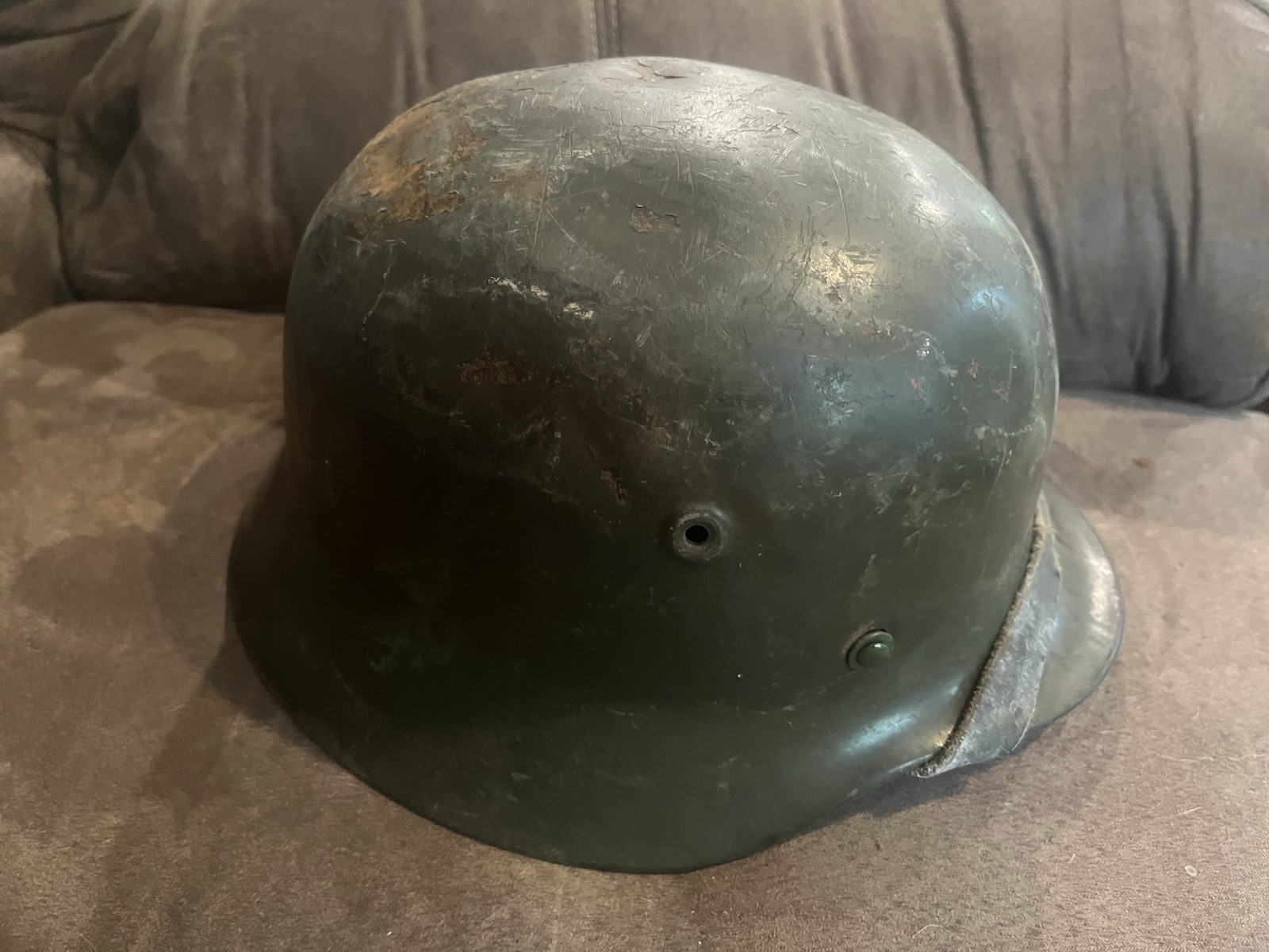 German m40 Stahlhelm With Battlefield Use