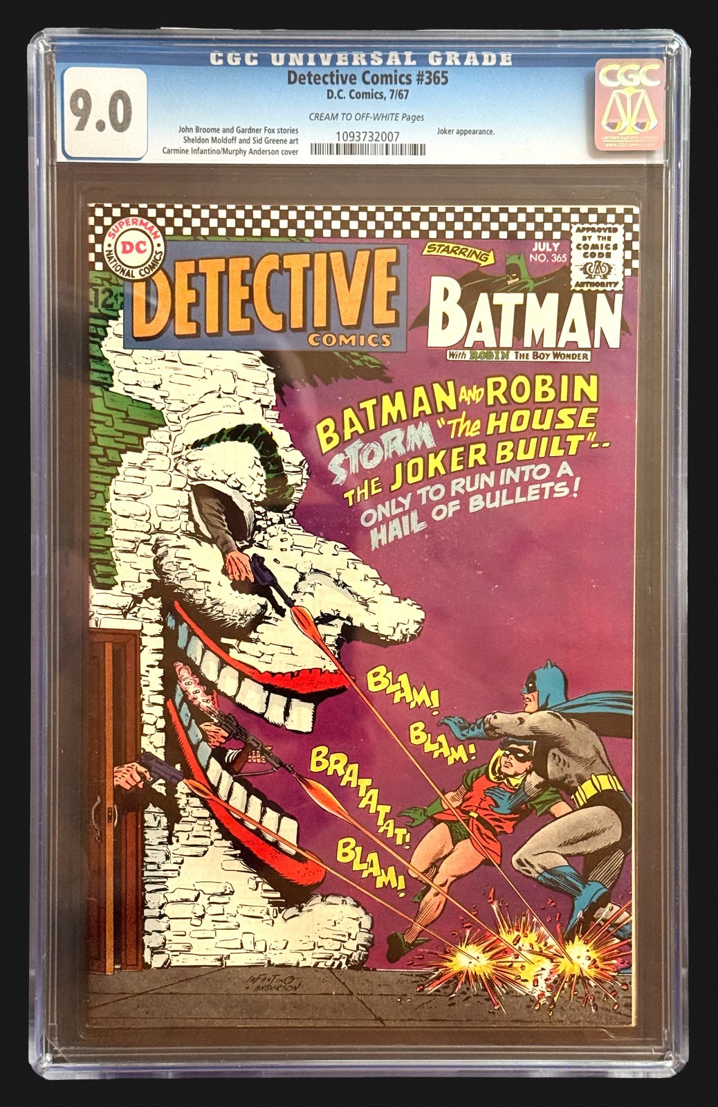 Detective Comics #365 CGC 9.0 Joker Cover 1967 DC Batman Infantino Anderson