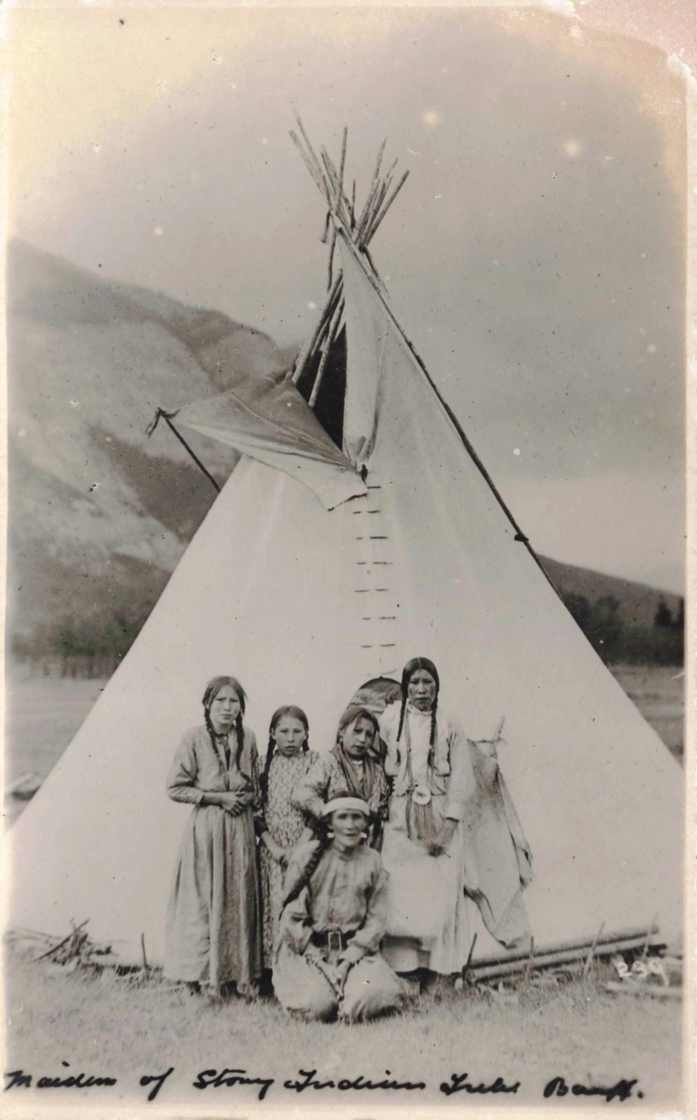 RPPC Stony Indian Maiden Banff AB Geo Noble 1920s Native American Photo Postcard