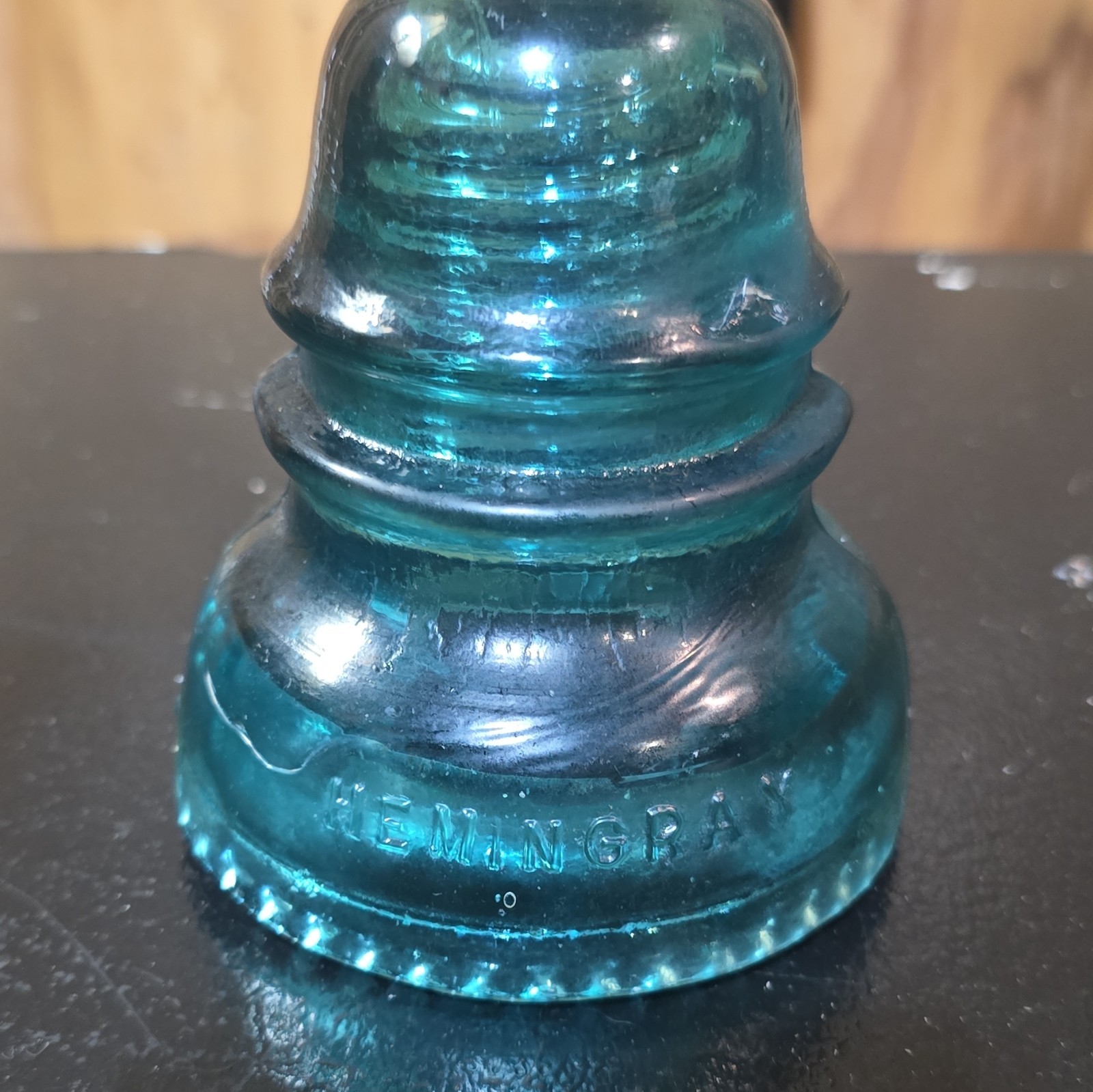 Hemingray No. 40 Blue Glass Insulator, Blue-Green Glass Insulator