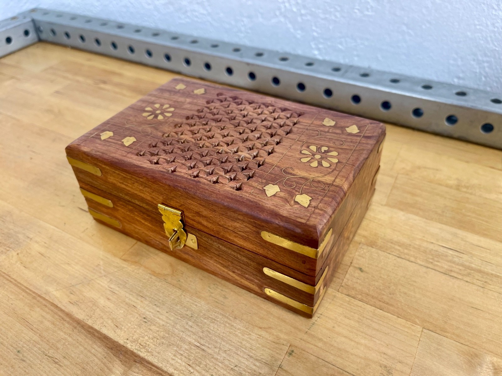 Handmade Beautiful Wooden Small Jewellery Box for Women Jewel Organizer Carving