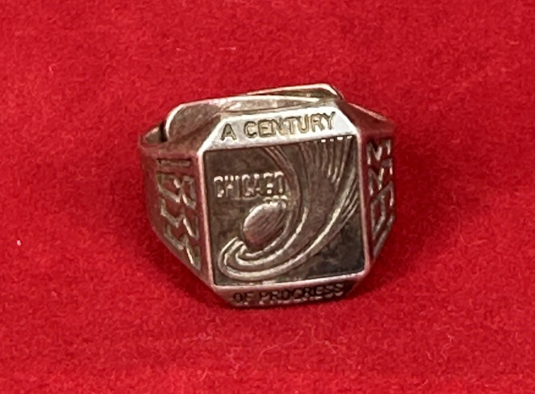 vtg 1933 Chicago Worlds Fair A Century Of Progress Sterling Silver Souvenir Ring