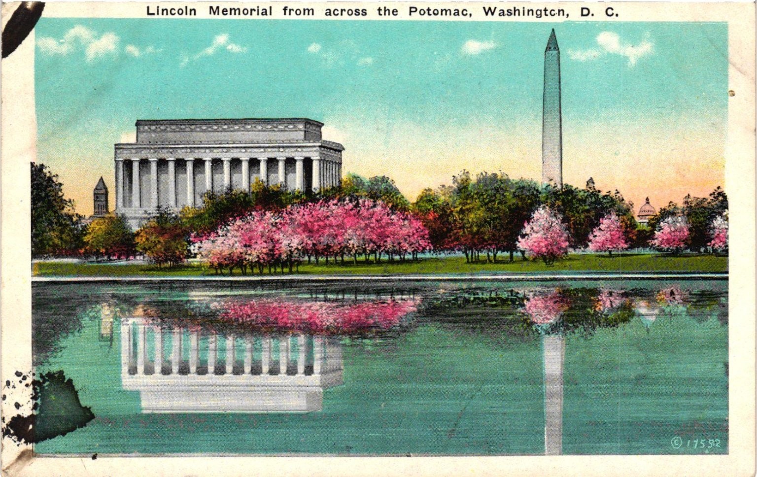 Vintage Lincoln Memorial Potomac River Washington DC Linen Postcard Vintage Lincoln Memorial Potomac River Washington DC Linen Postcard