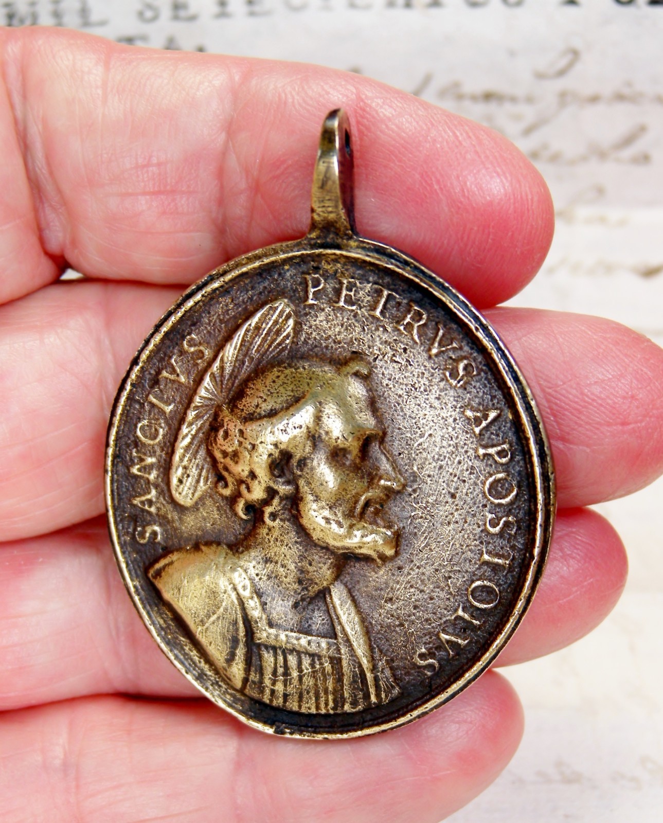 Antique 18th Century Rome Vatican Saint Peter & Paul Pilgrimage Bronze Medal