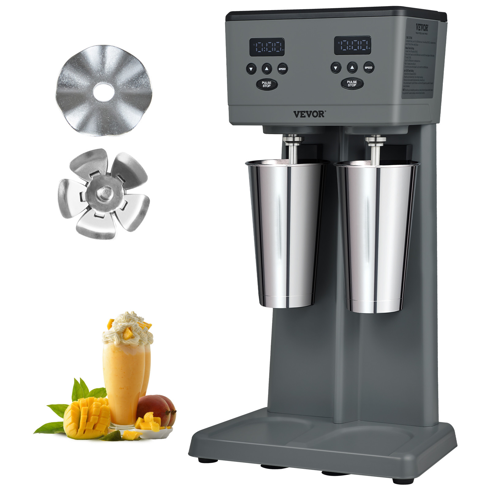 VEVOR Milkshake Maker Mixer Machine Stainless Steel Electric Blender with LED