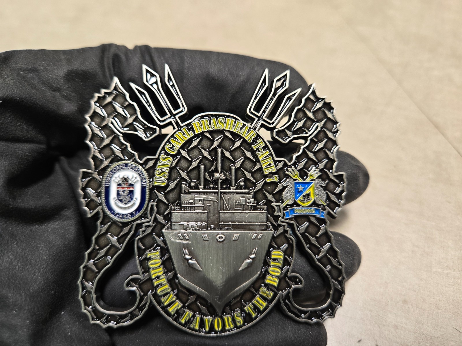 RARE USNS Carl Brashear T-AKE 7 Challenge Coin Beautiful