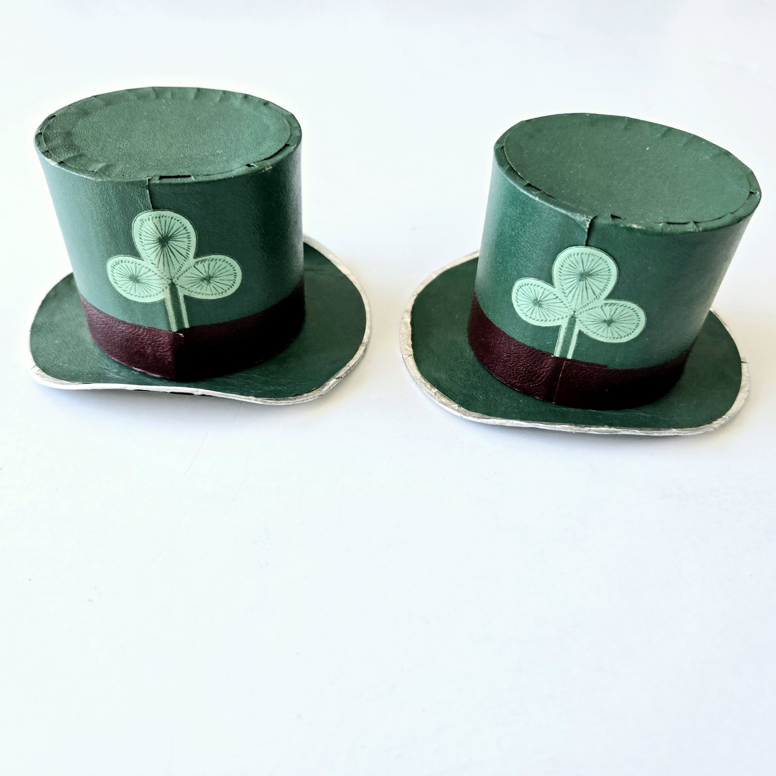 2 Vintage Cardboard St Patrick HAT CANDY CONTAINER Japan