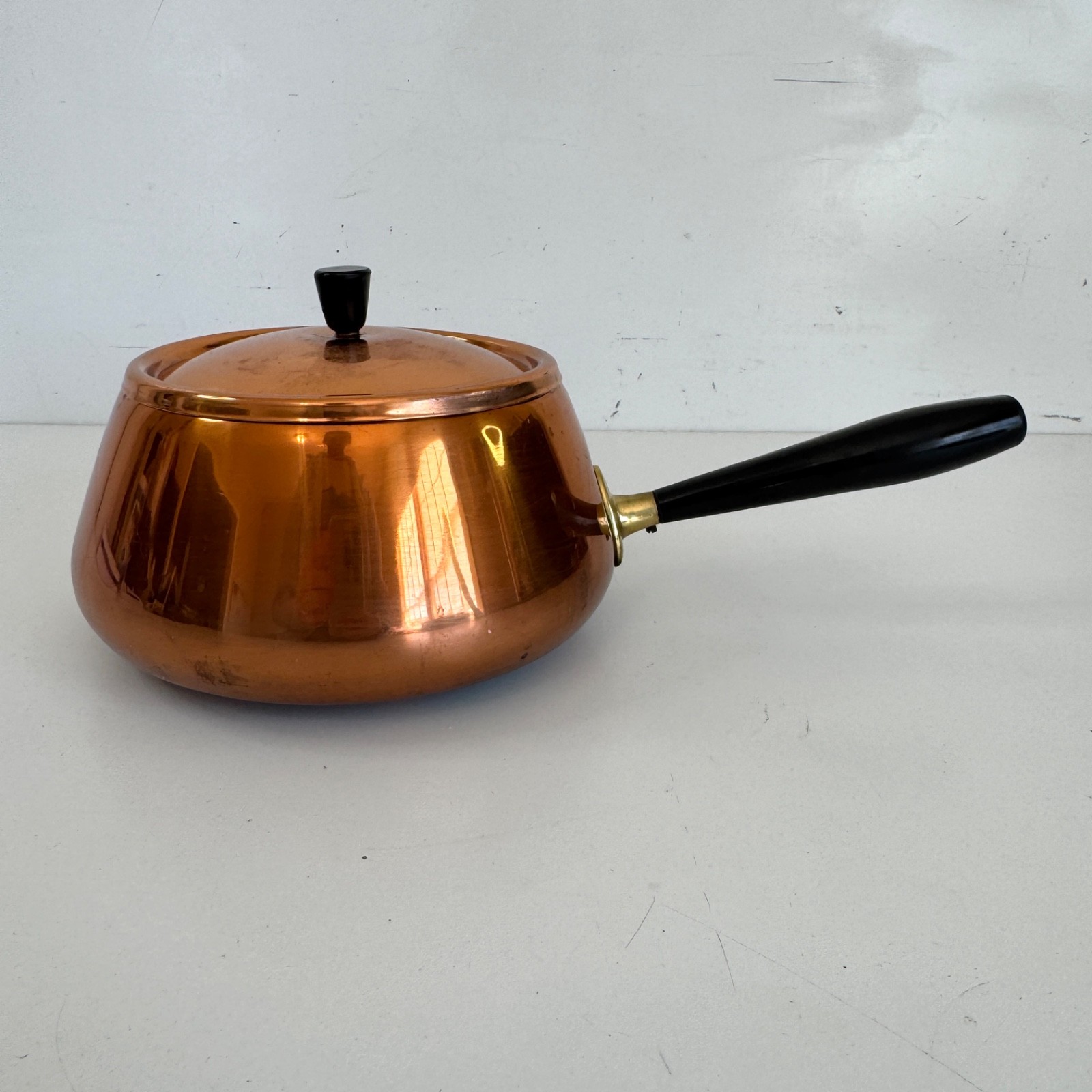 Solid Copper Sauce Pan Vintage Fondue Pot with Lid Made in Japan 5\