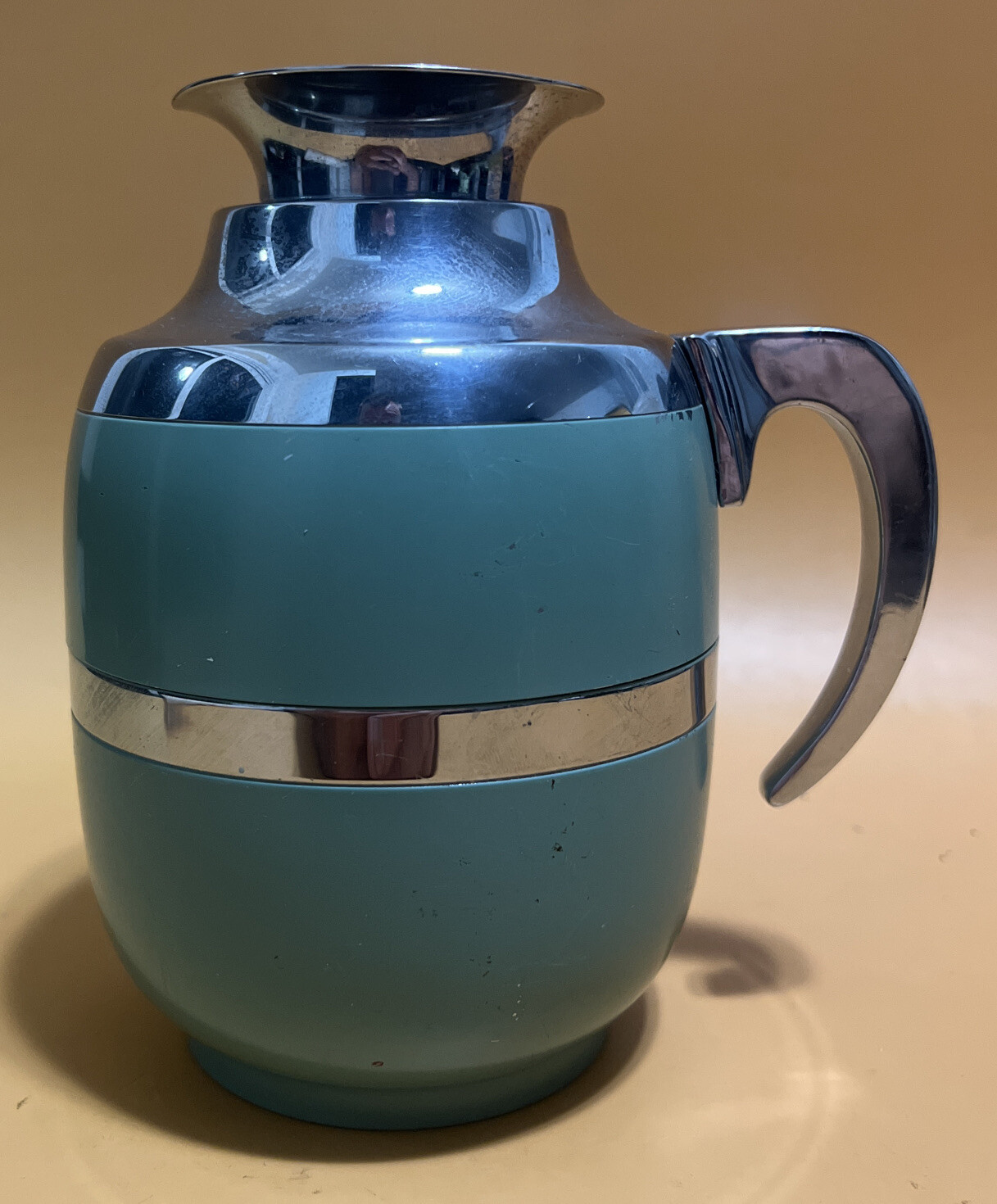 Vintage Manning Bowman Art Deco Thermos Carafe Pitcher Glass Metal 