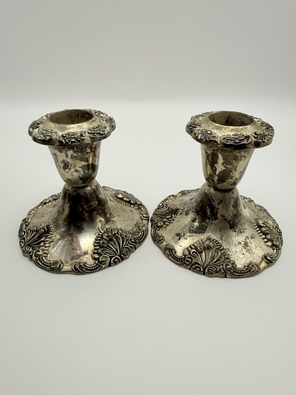 Vintage Godinger Silver Plate Candle Holder Set of 2