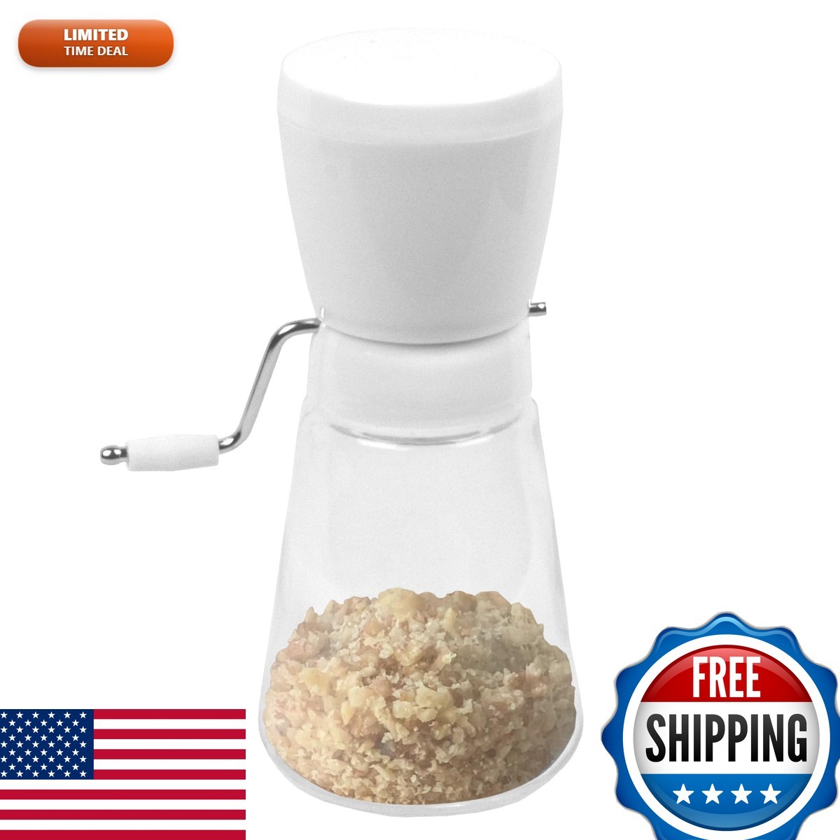 Fox Run 5716 Hand Crank Nut Chopper/Grinder, 7.5 inches White