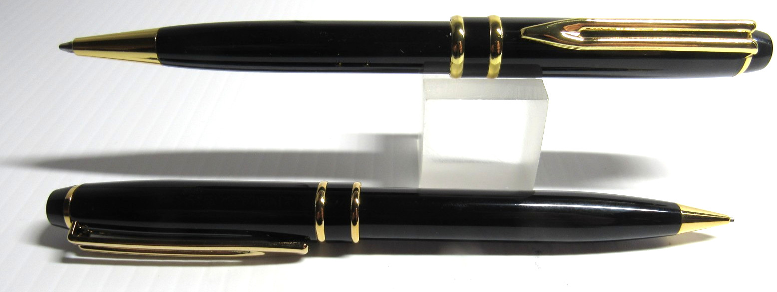 SET OF  TERZETTI BLACK EXPERT GT BALLPOINT+.9MM MECHANICAL PENCIL+VELVET POUCH