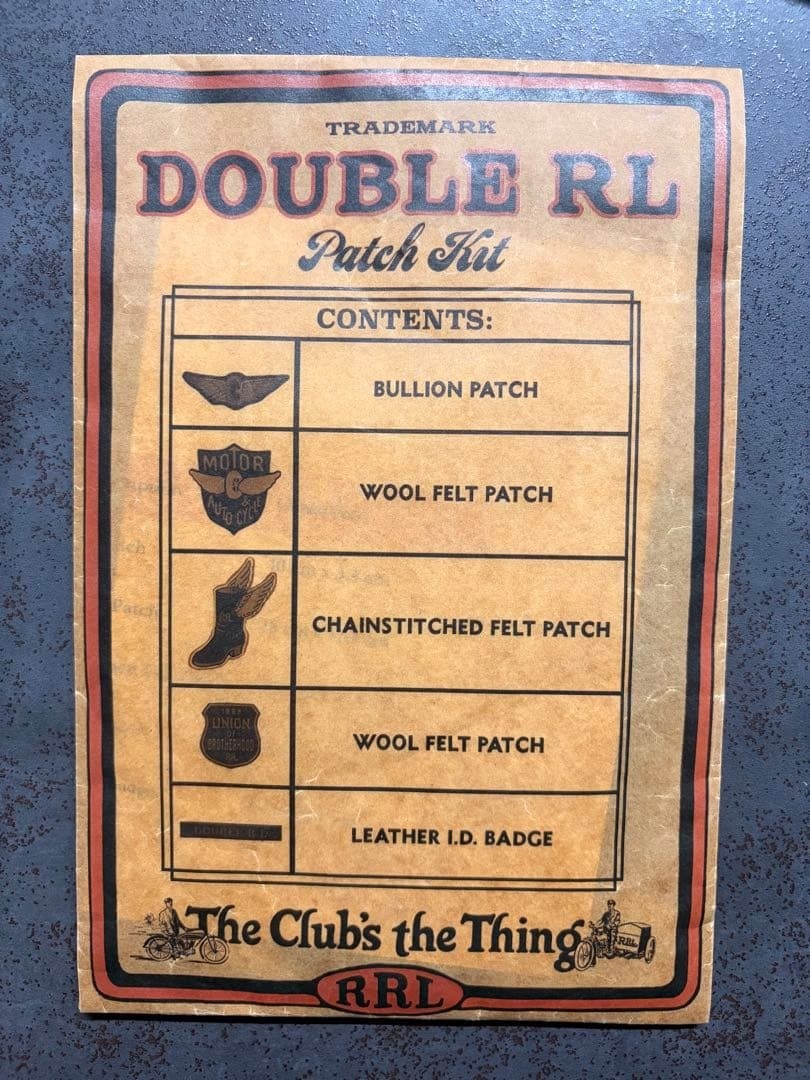 RRL Double RL Patch Kit, Embroidered Felt Patches, Leather ID Near MINT