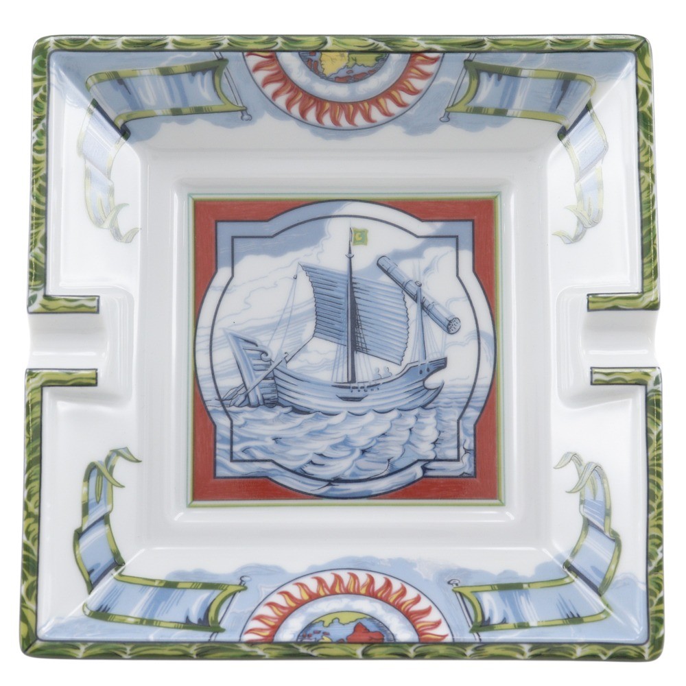 HERMES Ashtray Other miscellaneous goods Ashtray Sailing Ship Green Pottery _