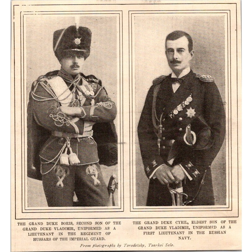 The Grand Duke Boris & The Grand Duke Cyril 1904 Clipping SAI7-H8
