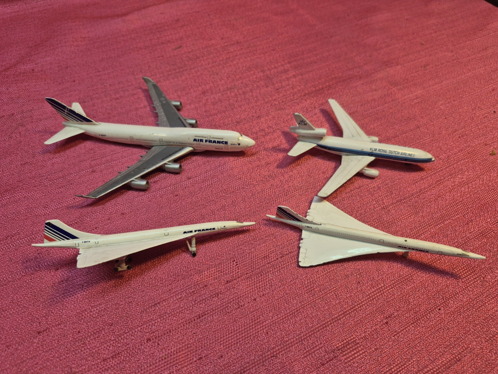 Vintage Schabak Airline Model Plane Lot Air France Concorde 747 KLM Germany 4pc