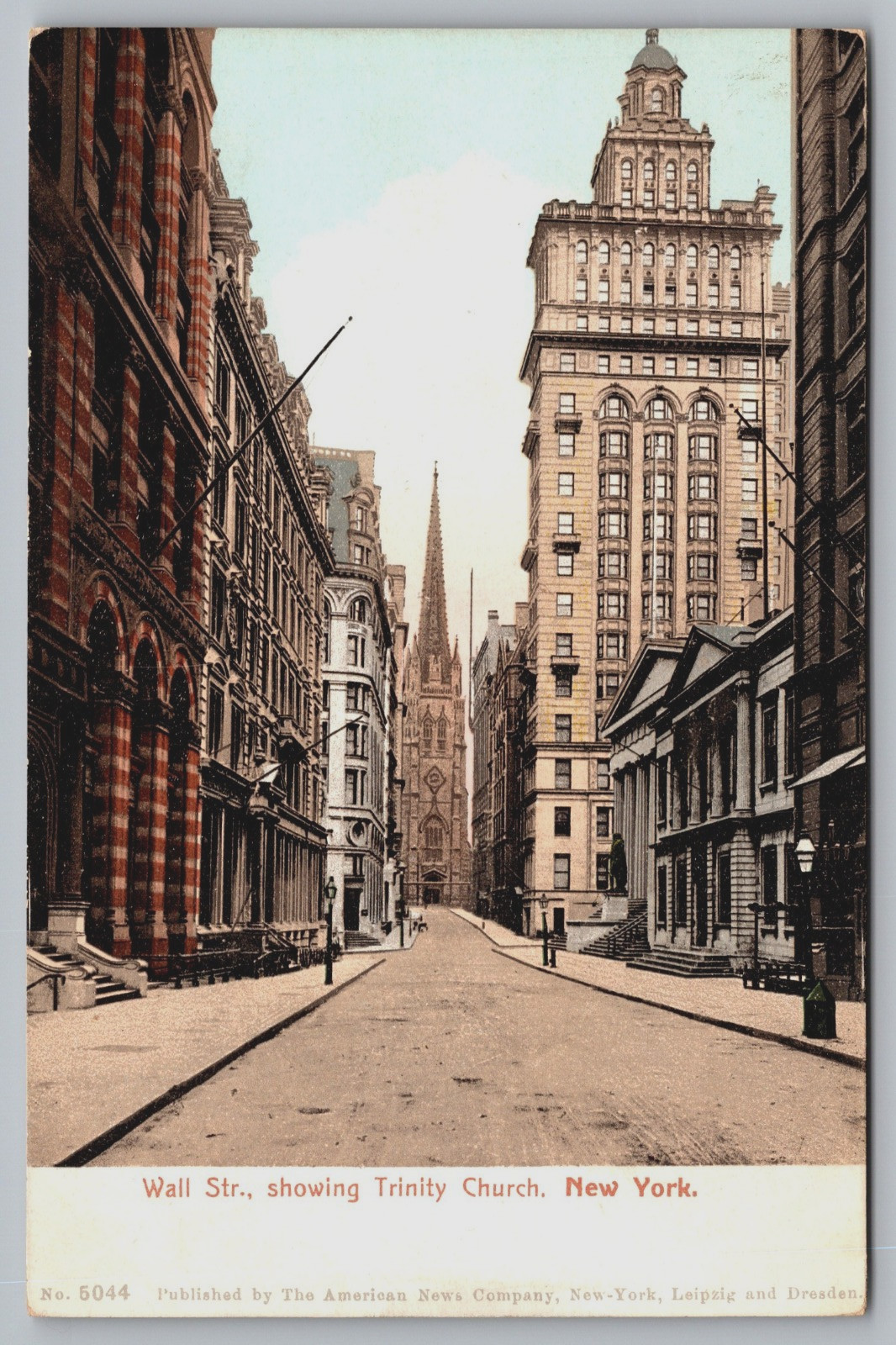 Wall Street, Trinity Church, Vintage Postcard Wall Street, Trinity Church, Vintage Postcard