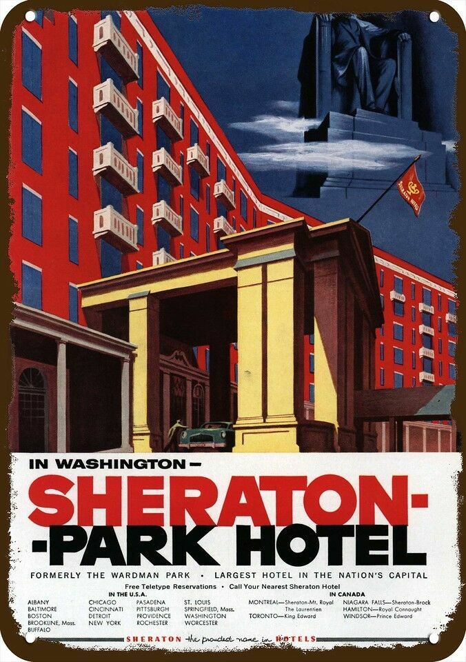 1970 SHERATON Washington Park Hotel Vintage-Look DECORATIVE REPLICA METAL SIGN 1970 SHERATON Washington Park Hotel Vintage-Look DECORATIVE REPLICA METAL SIGN