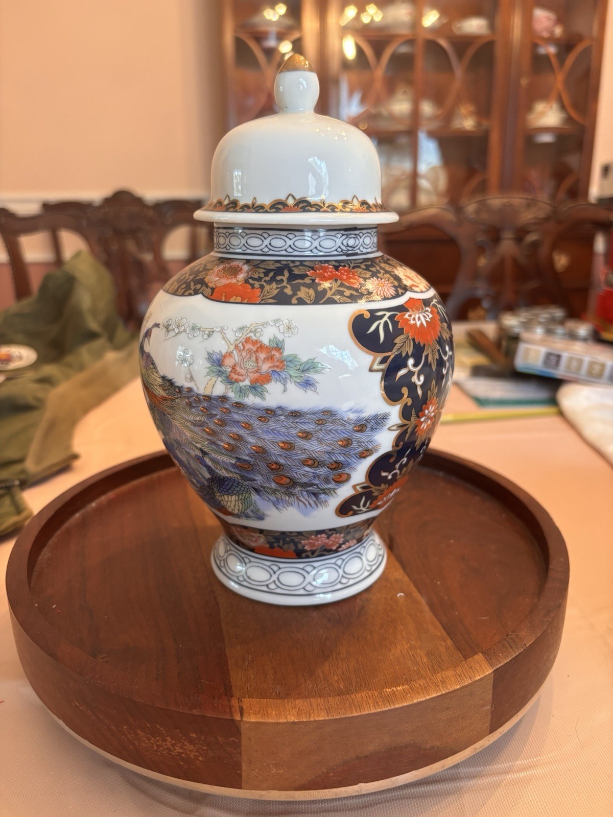 Royal Peacock Ceramic Urn Made in Japan
