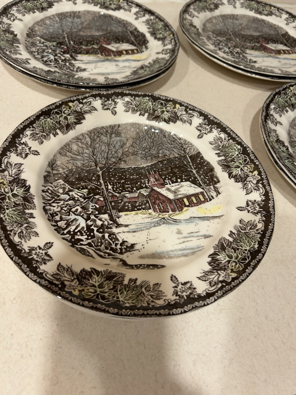 Johnson Brothers The Friendly Village Dinner Plates Set of 8 Ceramic Multicolor