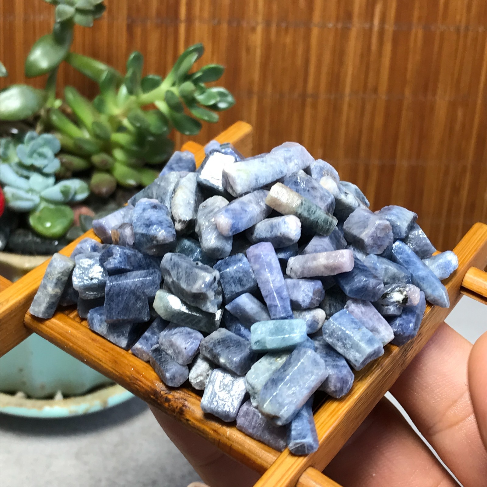 120Pcs Natural Blue Corundum Ruby Crystal Rough original Mineral Specimens A8000
