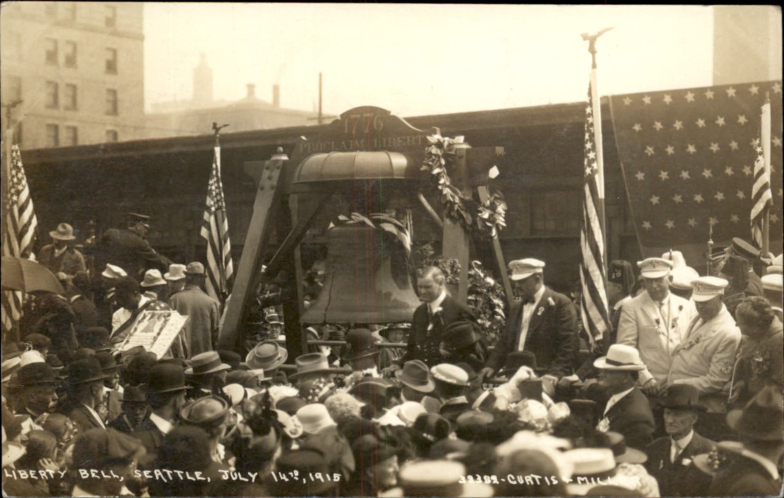 Liberty Bell dedication Seattle WA Curtis c1915 Real Photo Vintage Postcard bhn