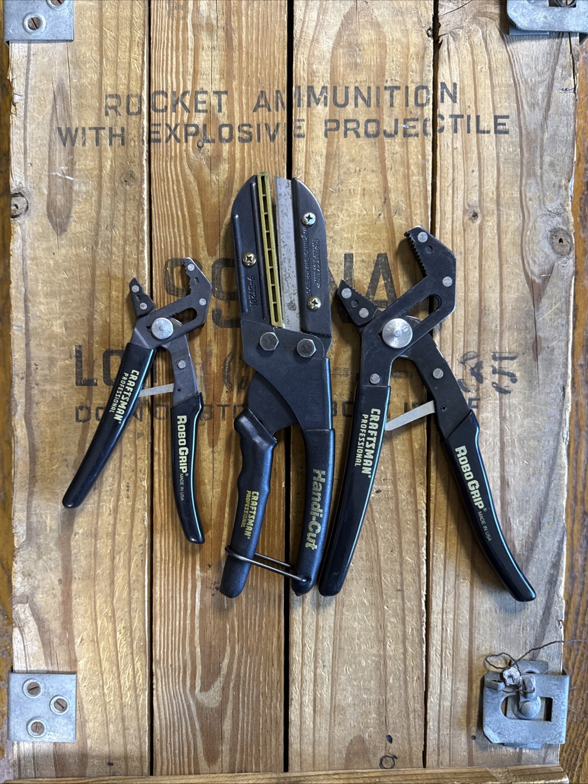 Vtg Craftsman USA Robo Grip Plier Set 45009 45016 Handi-cut 37201 3Pc 
