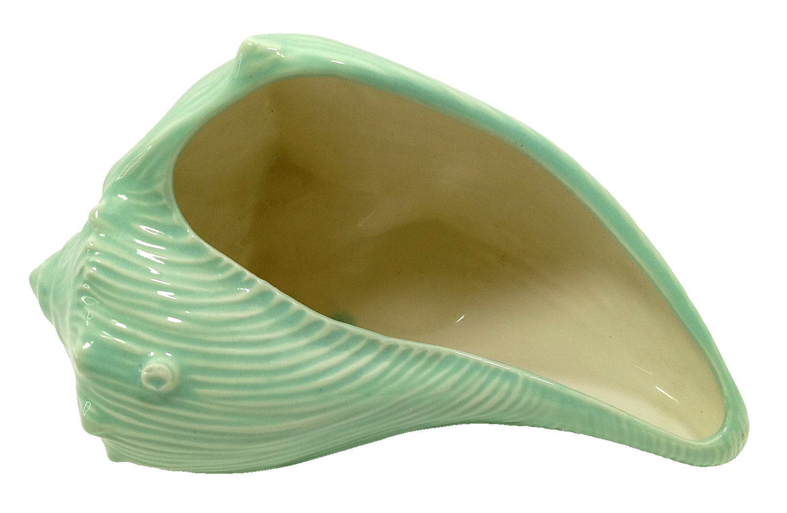 Vintage Atlantic Mold Shell Planter Green Blue Shelf Decor