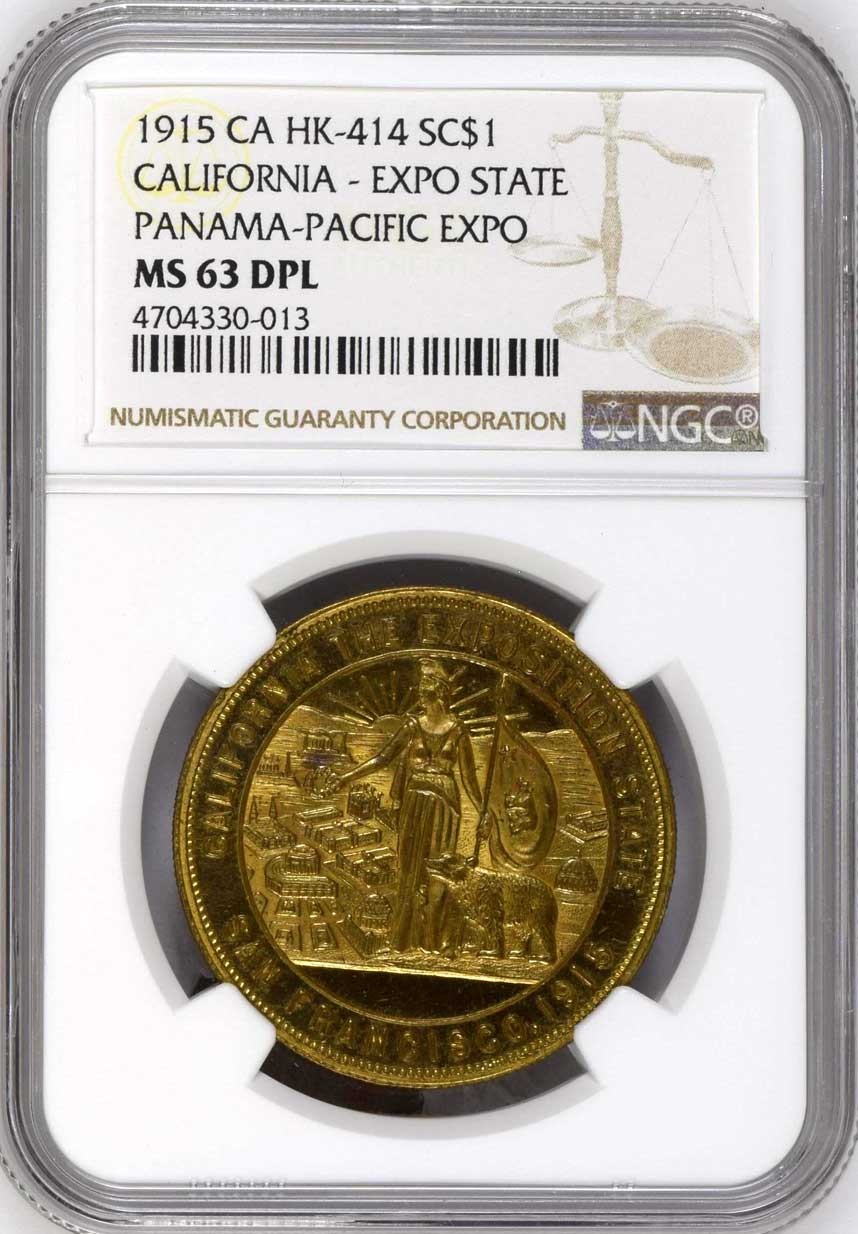 1915 HK-414  : California at Panama-Pacific Exposition :  NGC MS 63 DPL BU SCD