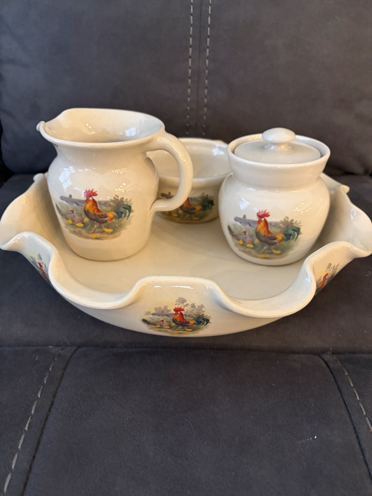 Shaker & Thangs Rooster And Chicks 5 Piece Pottery Set