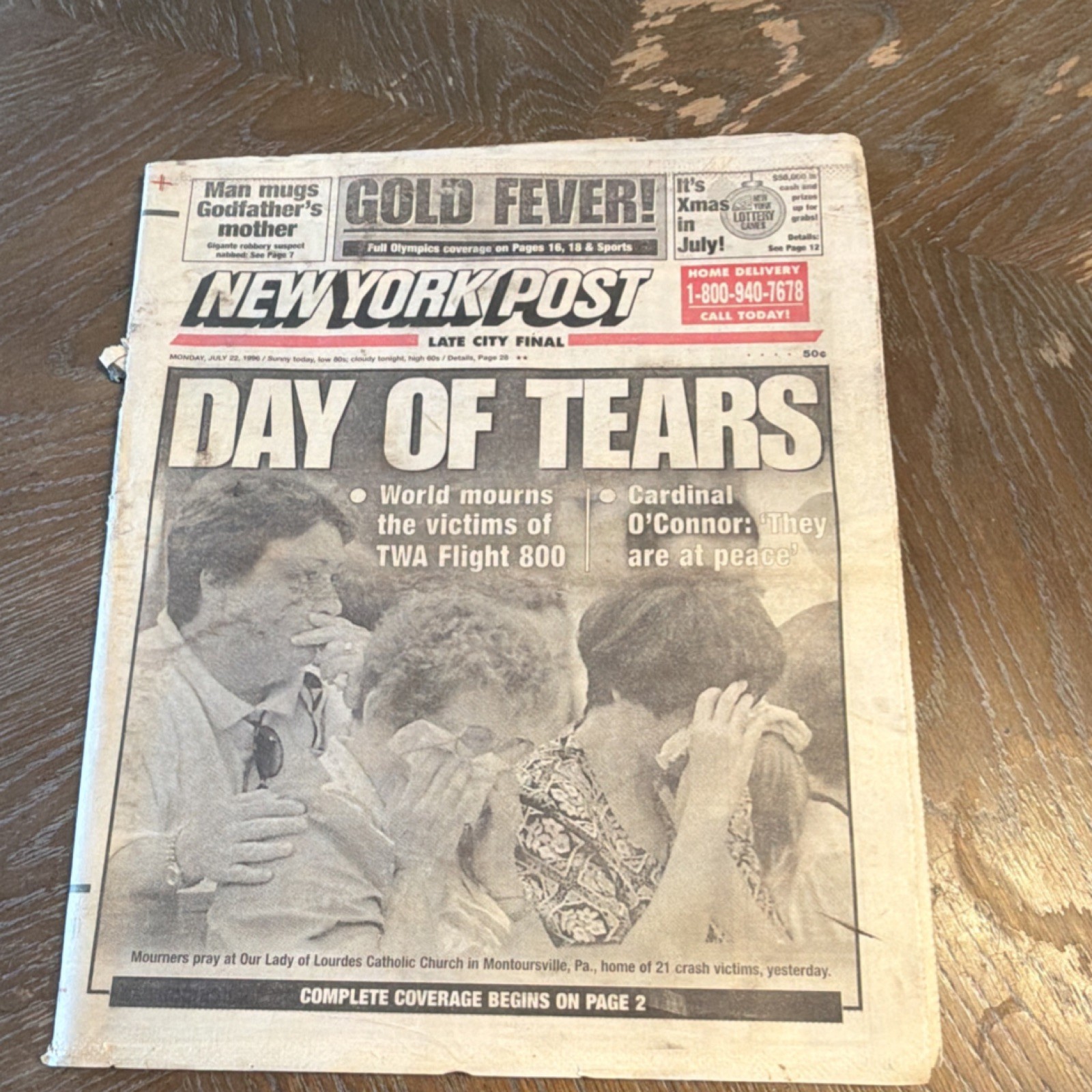 1996 New York Post Newspaper - TWA Flight 800 & Gretzky Era Rangers Coverage