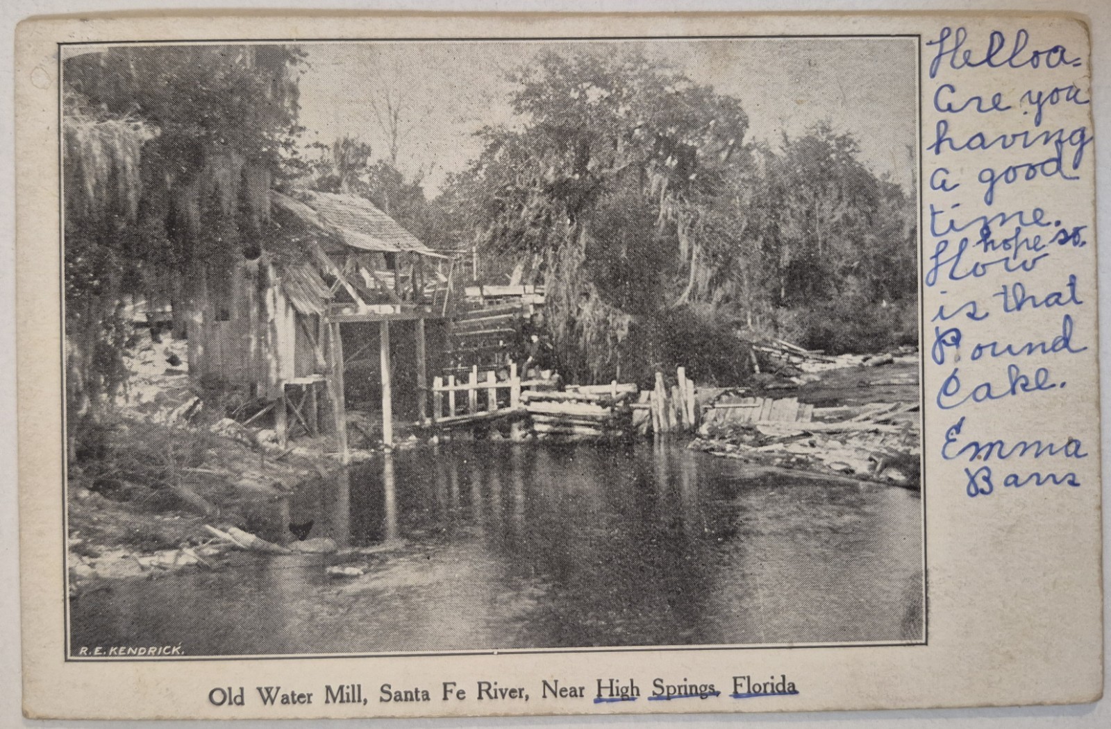 Vintage Postcard Water Grist Mill High Springs FL O\'Leno State Park Ghost Town