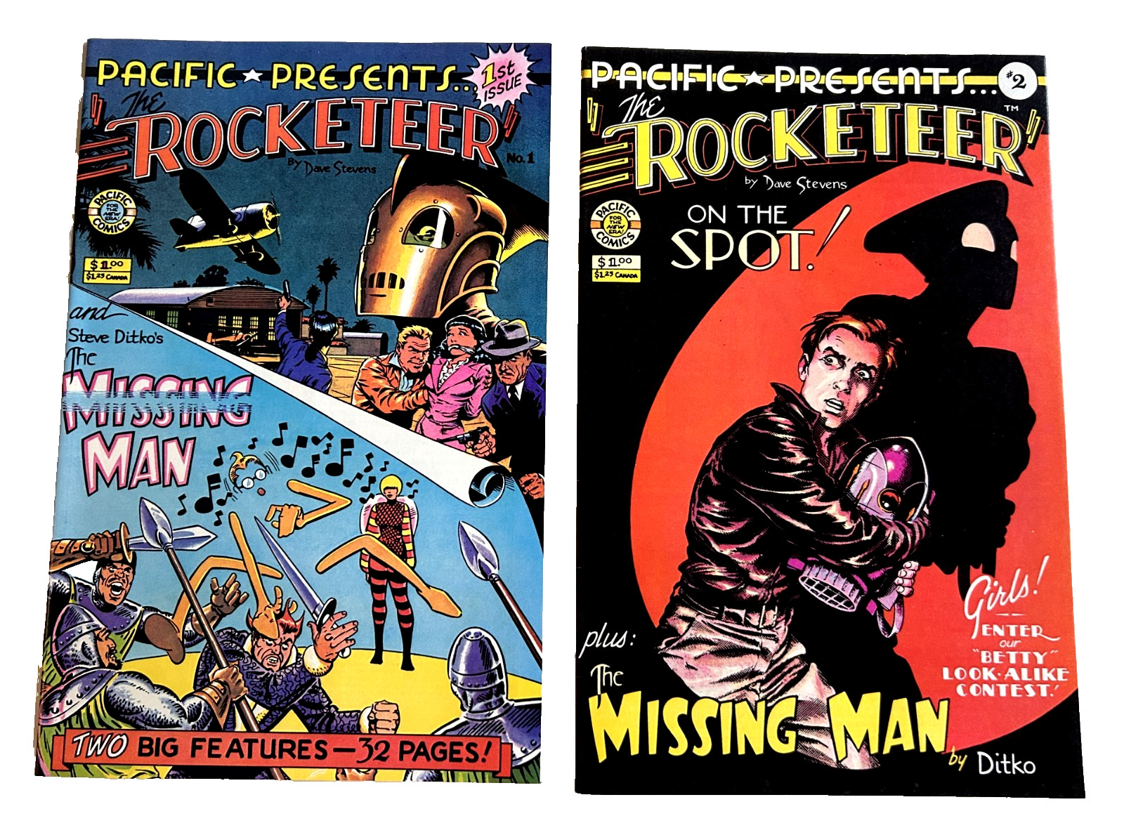 Pacific Presents #1 and #2 - THE ROCKETEER - Dave Stevens Steve Ditko - 1983